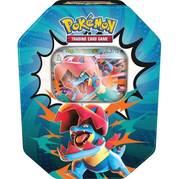 Pokémon TCG Ascended Heroes tin with Mega Feraligatr ex promo card and 4 booster packs